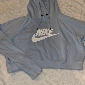 Nike Women's Light Blue Cropped Hoodie